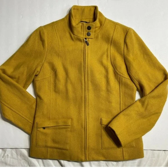 TRIBAL Marigold Wool Blend Jacket Coat Zippered with Satin Lining 6 - Picture 3 of 13